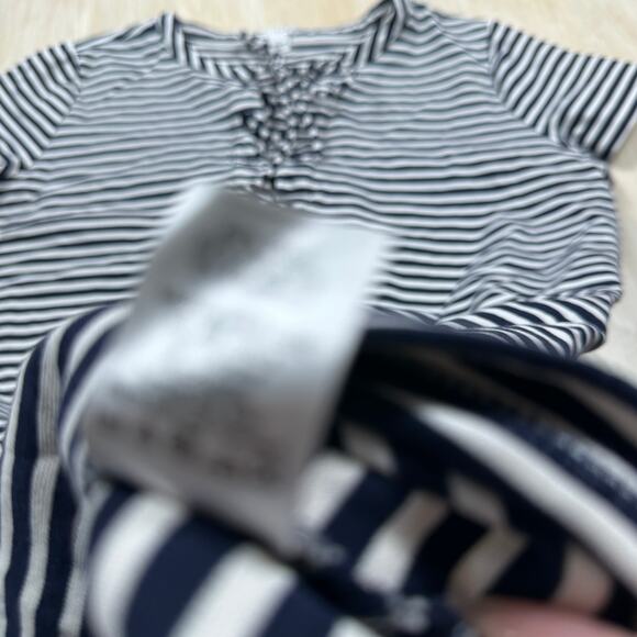 J Crew Navy White Stripe Lace Up T-Shirt Casual Nautical Short Sleeve Dress XL - Picture 11 of 16